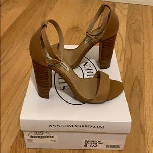 Steve Madden Carrson Tan Ankle Strap Heels